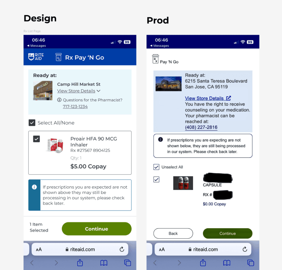 Two screens that appear to have the same content, but look very different.