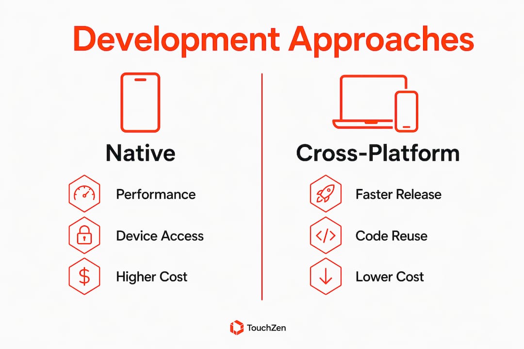 Infographic comparing native and cross-platform development