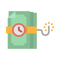 Person using a laptop with coins, wallet, and financial icons, showing online finance management
