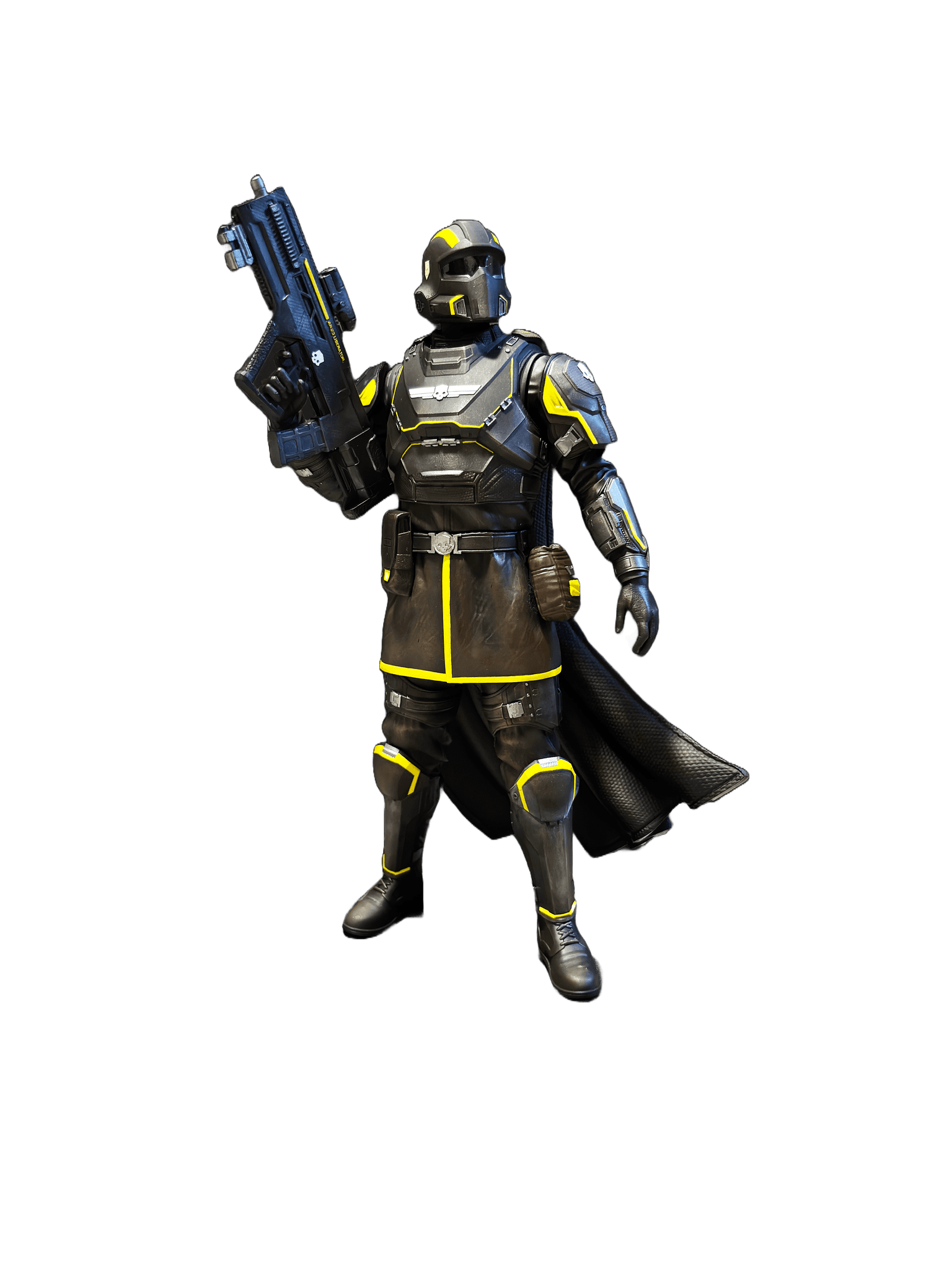 Sběratelská figurka vojáka Helldivers 2, ručně malovaná, s detailem výstroje a podstavcem s logem, bez zí