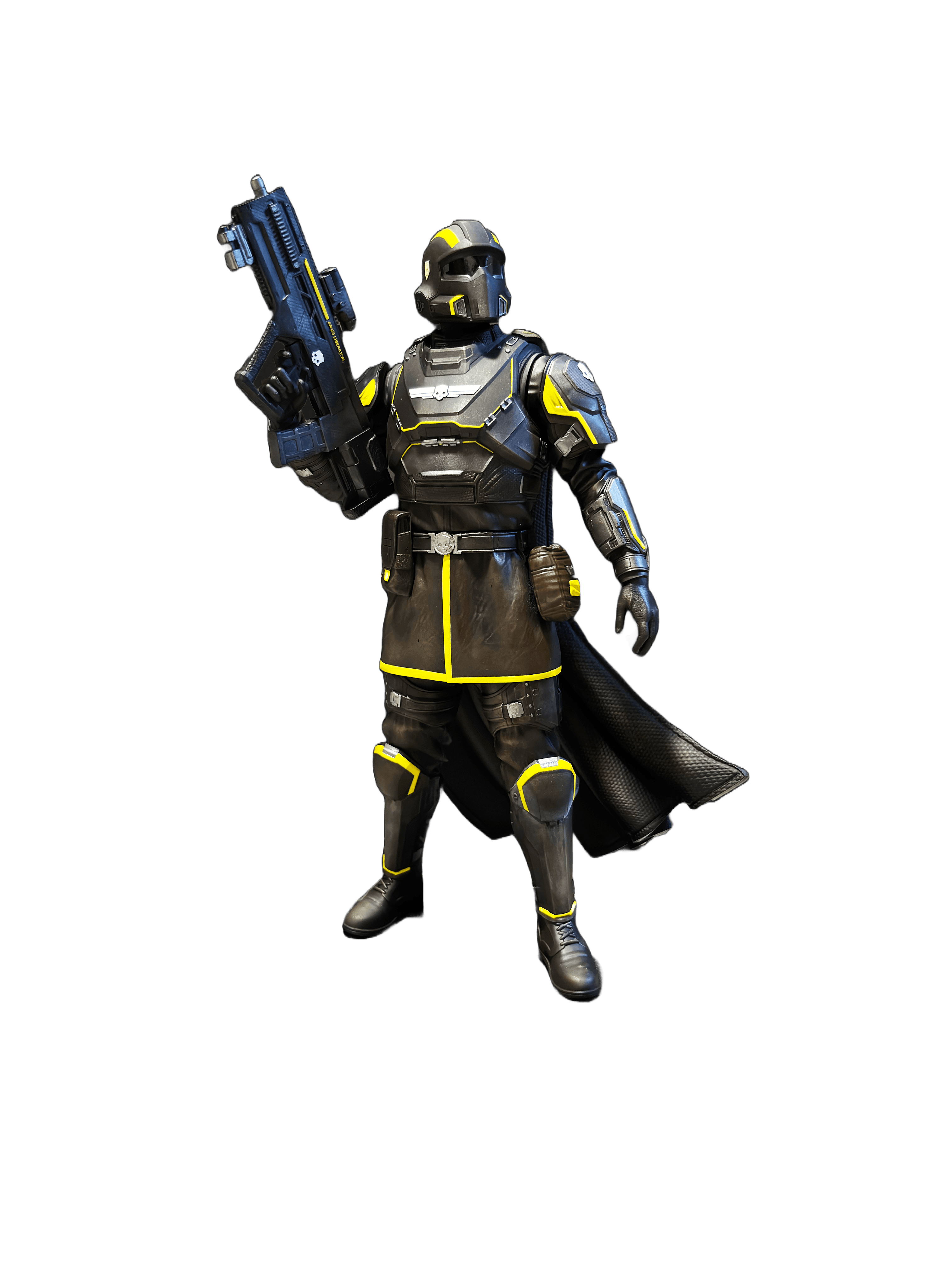 Sběratelská figurka vojáka Helldivers 2, ručně malovaná, s detailem výstroje a podstavcem s logem, bez zí