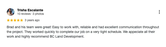 Google review 6 for BC Team land development