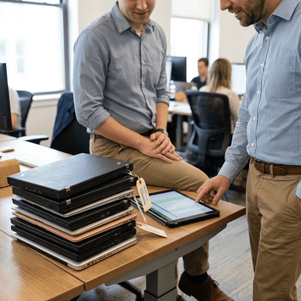 2 mensen die de hardware uitfasering regelen