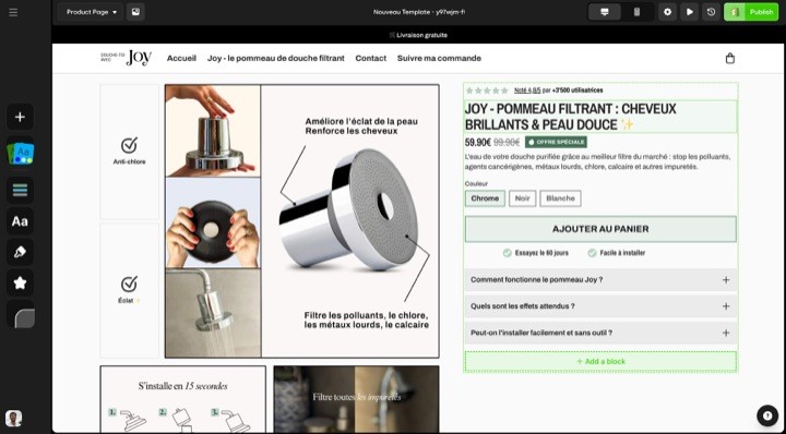 Dropmagic AI store builder interface