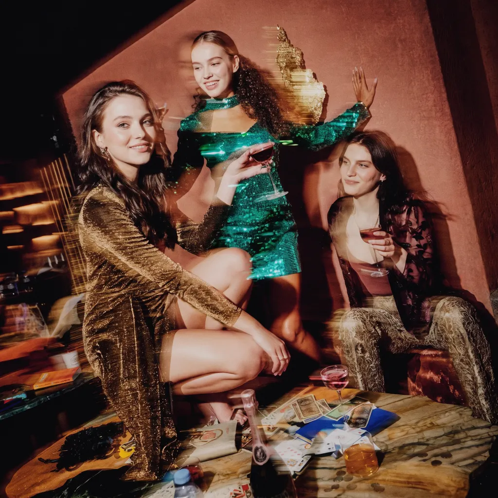 Three female friends in belgrade nightclub