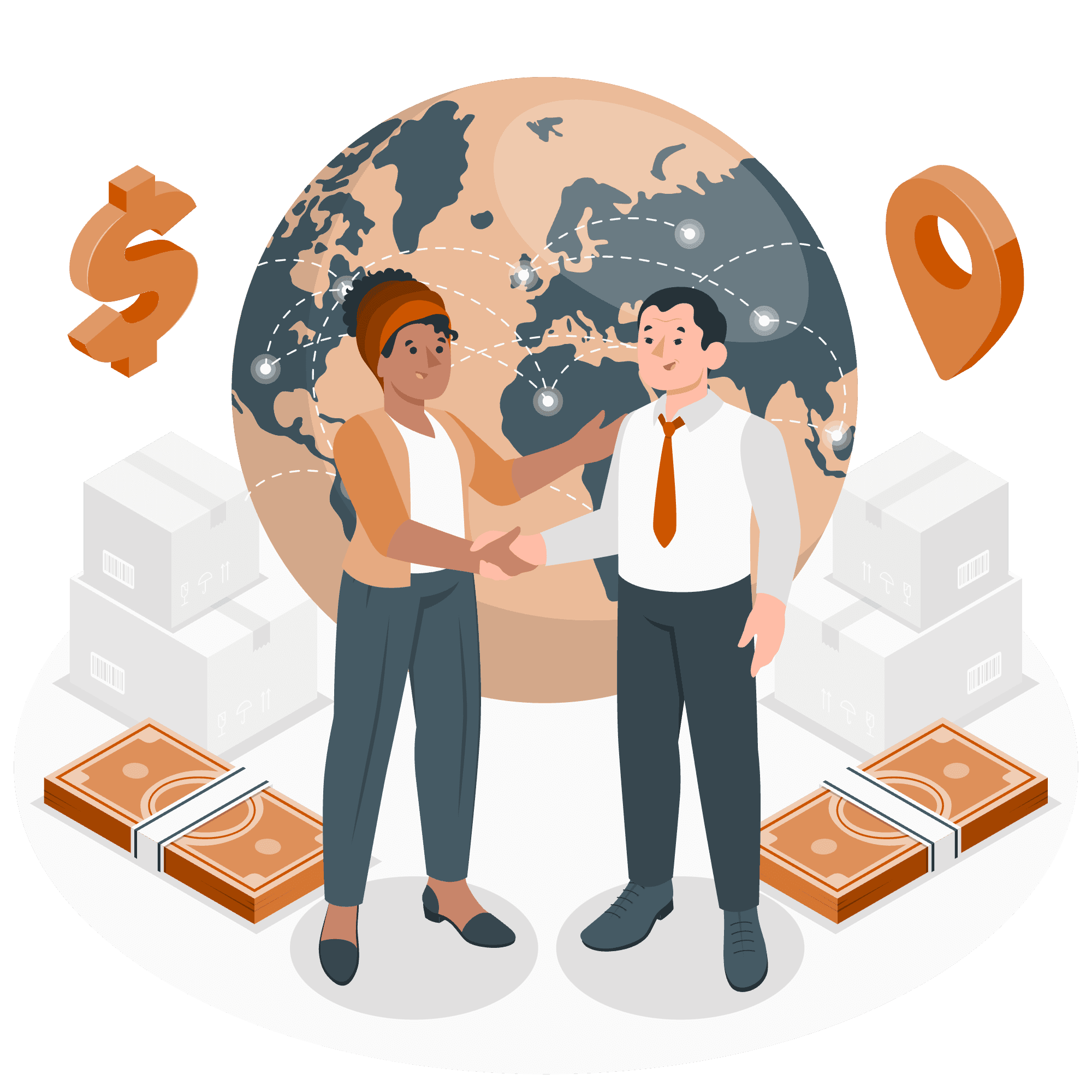 Illustration showing two business people shaking hands