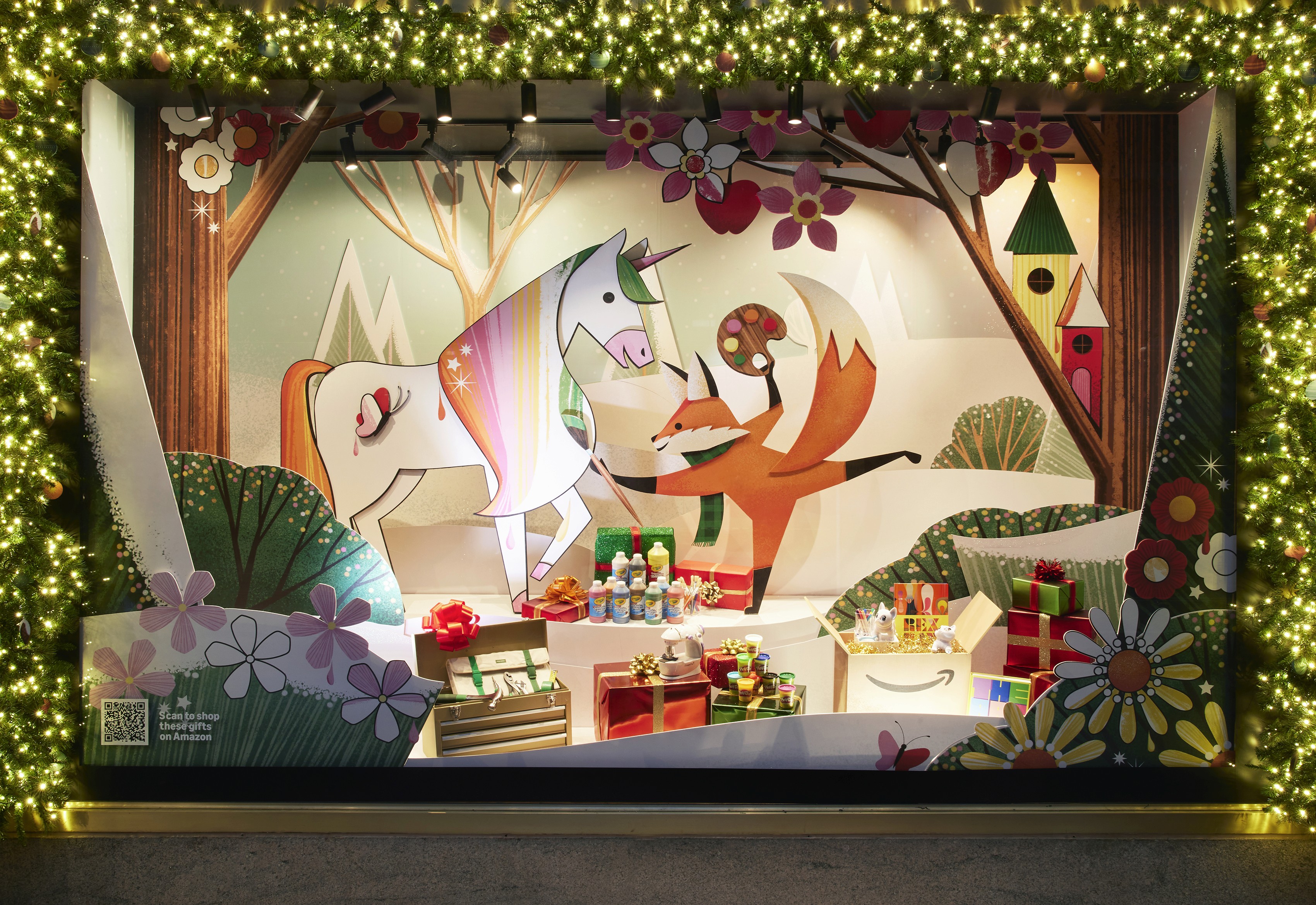 Streetside billboard with flyposters of the Batch.Works brand and illustrations