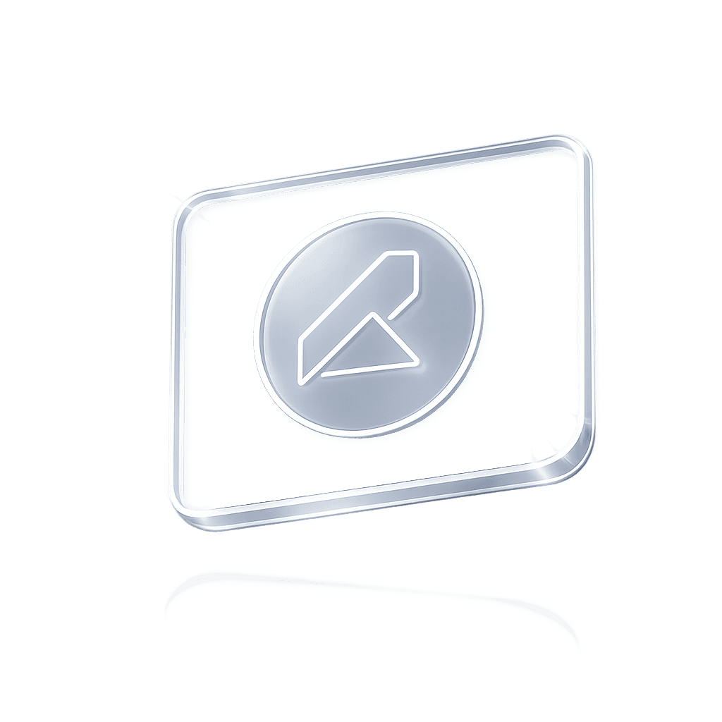 Generic bir logoyu sembolize eden glassmorphism tarzı ikon