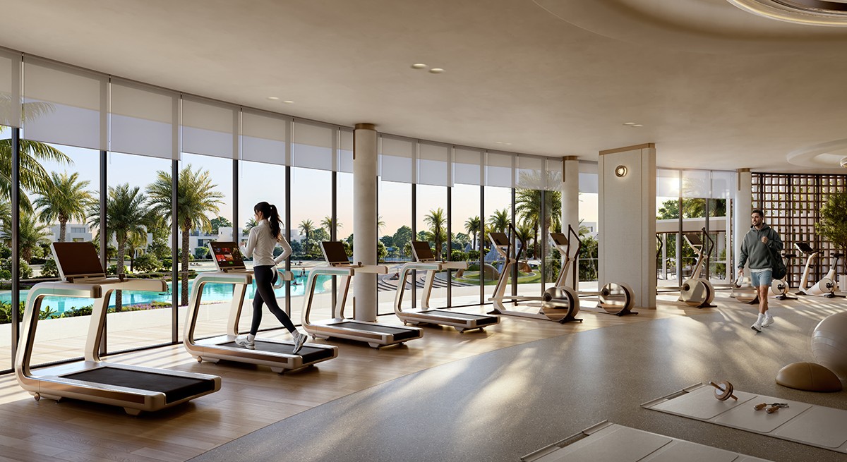 Luxury gym with lagoon views. Contact our agent to explore premium amenities at Salva the Heights.