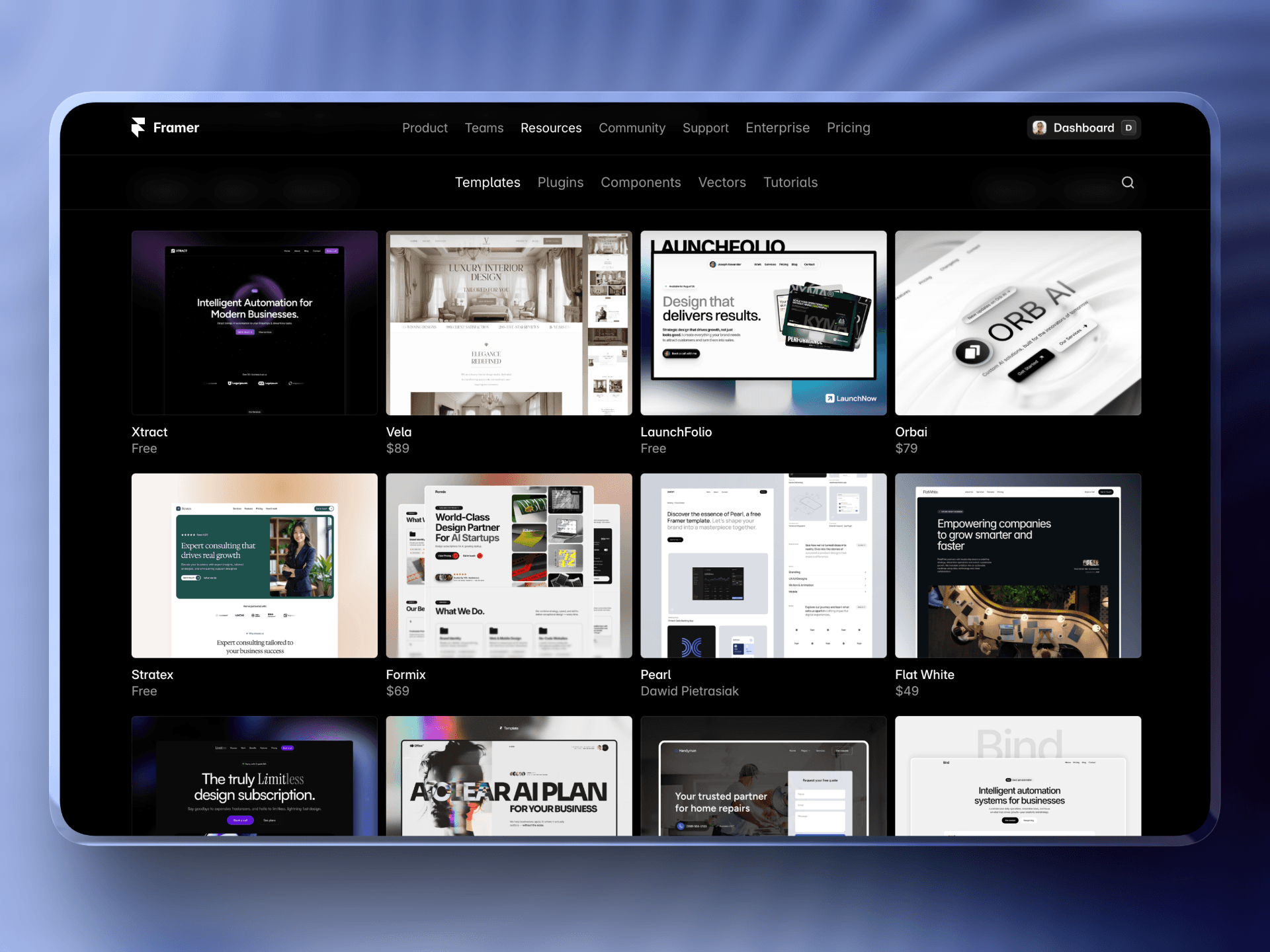 Agency category in framer marketplace