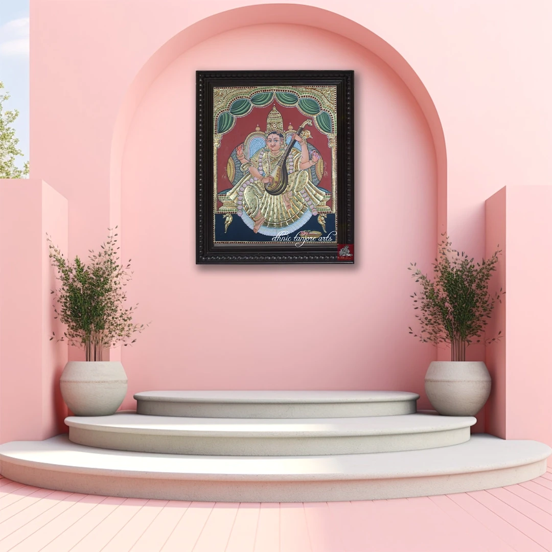 Antique Reproductions Saraswathi Tanjore Painting