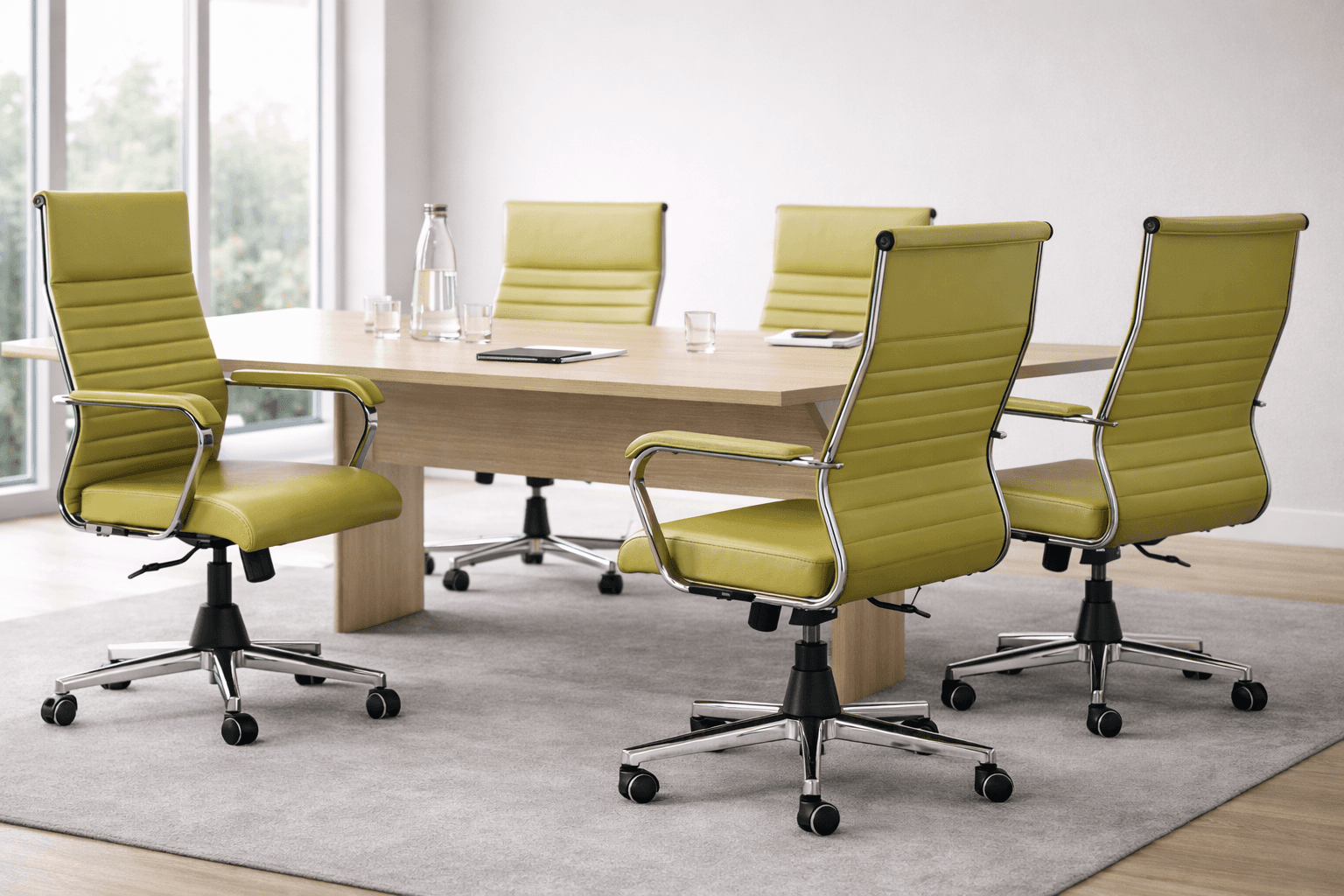 a chair sitting in a room next to a window