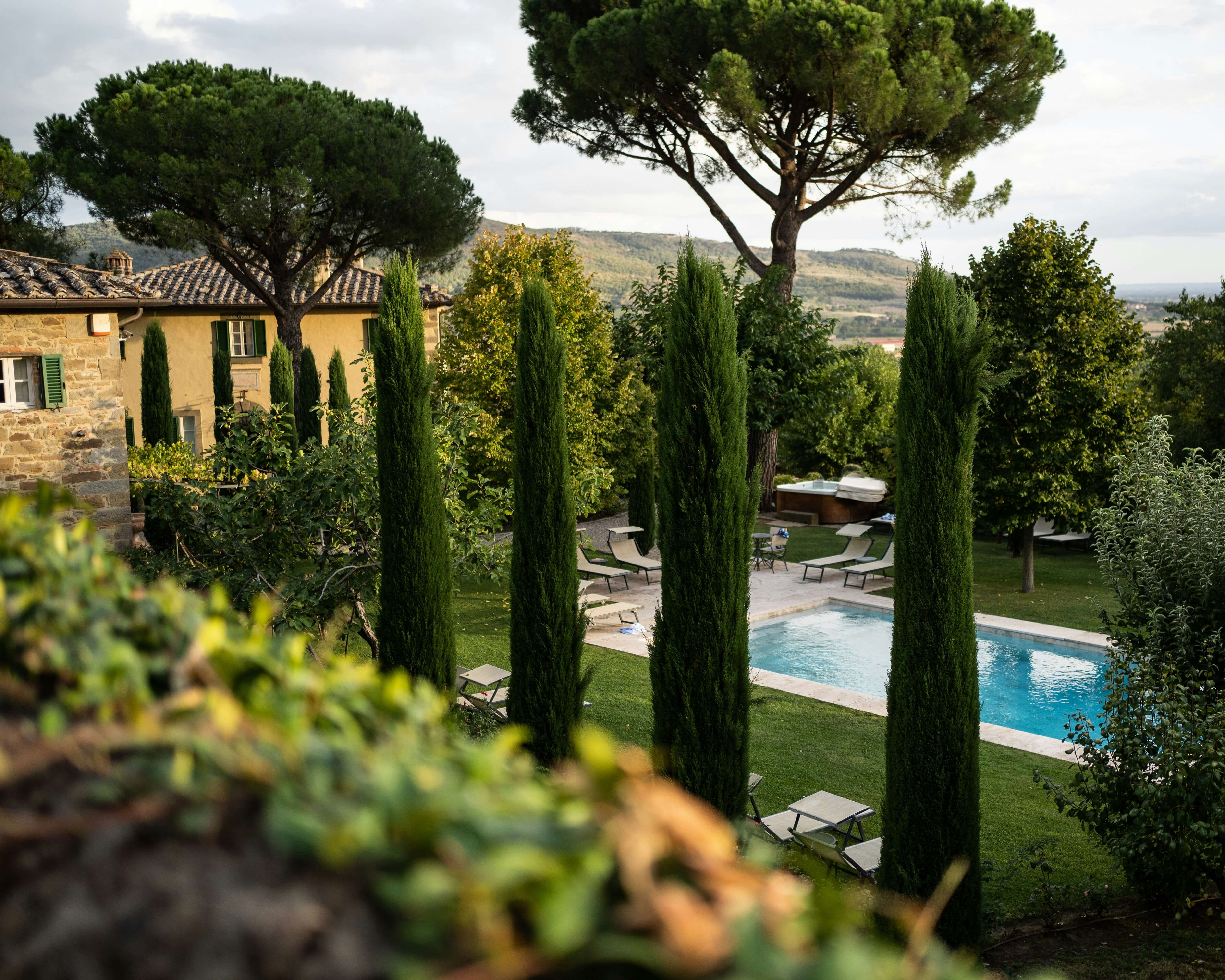 Tuscany villa garden and pool
