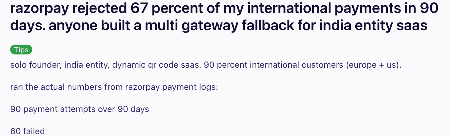 Razorpay review on Reddit