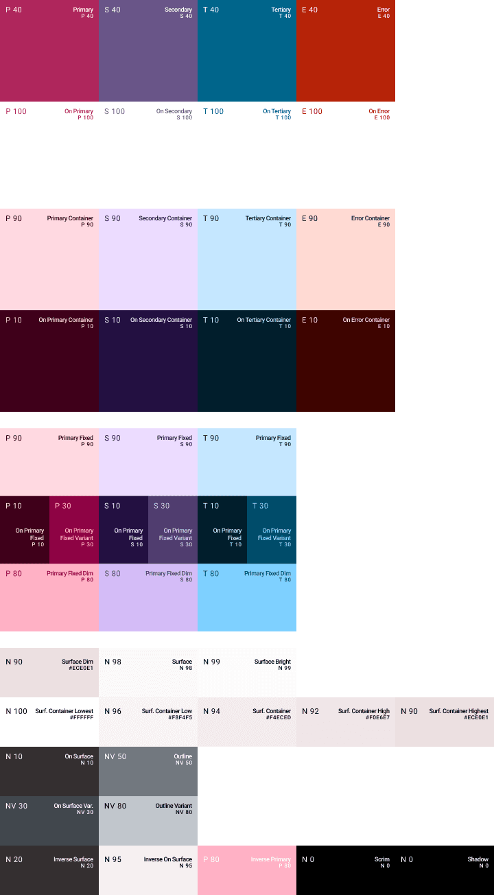 First version of an imitated Material You color palette for the app