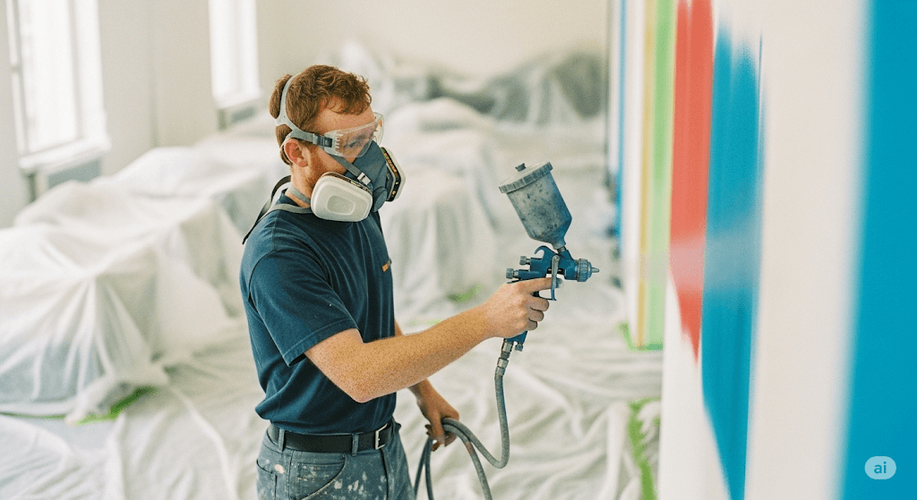 Spray Painting the interior of a commercial building