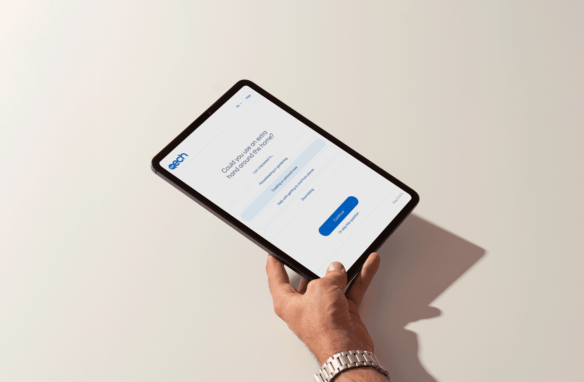 A mock-up of the 'ECH' Decision Tool on an ipad.