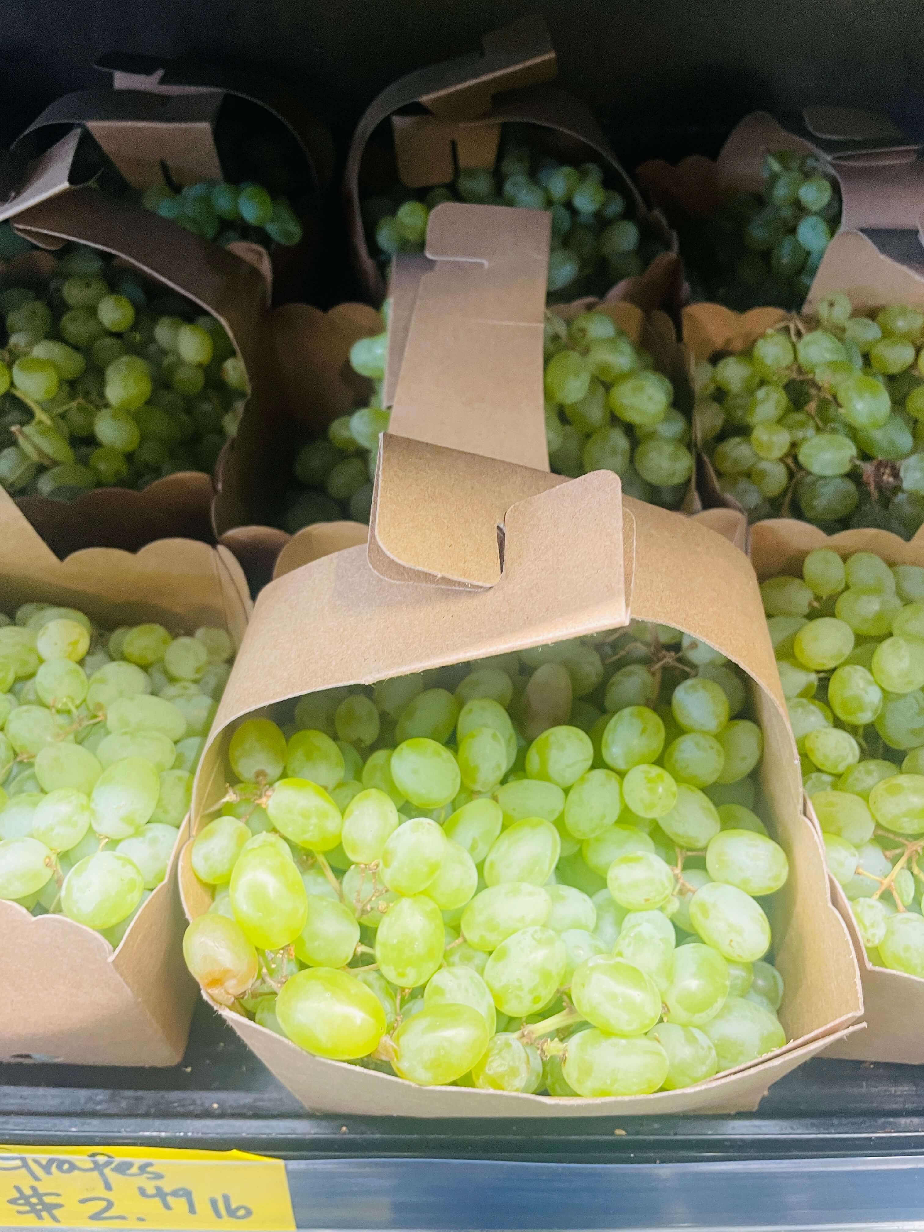 Fresh green grapes at International Food Market Orlando.