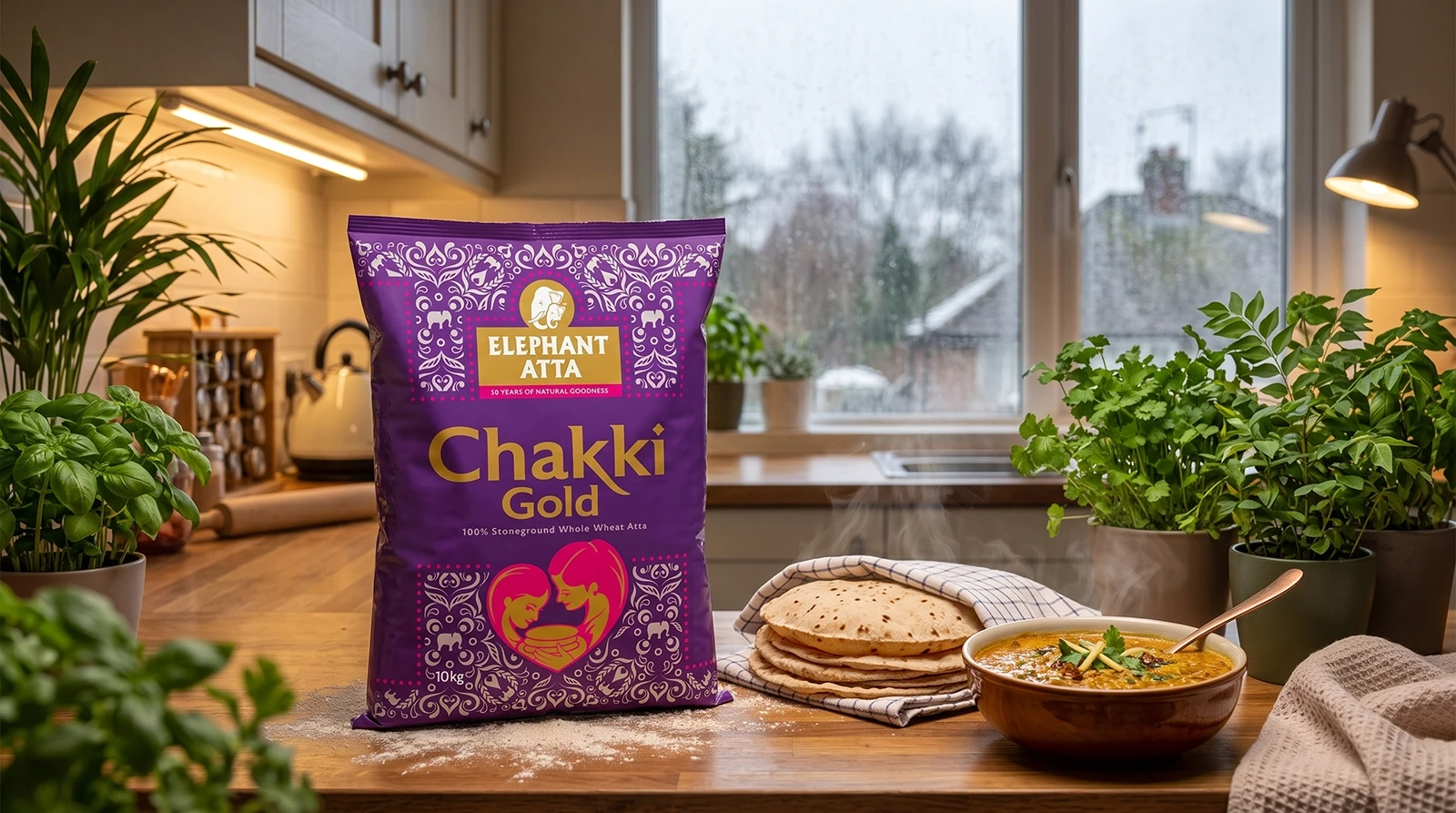 Elephant Atta Chakki Gold Heart UK campaign creative by Mediareach integrated advertising agency since 1986