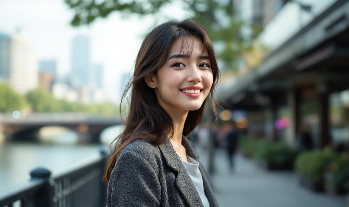 Professional female recruiter standing in a city street