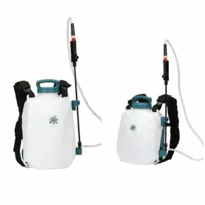 handheld sprayer with a long nozzle, hose, and adjustable strap