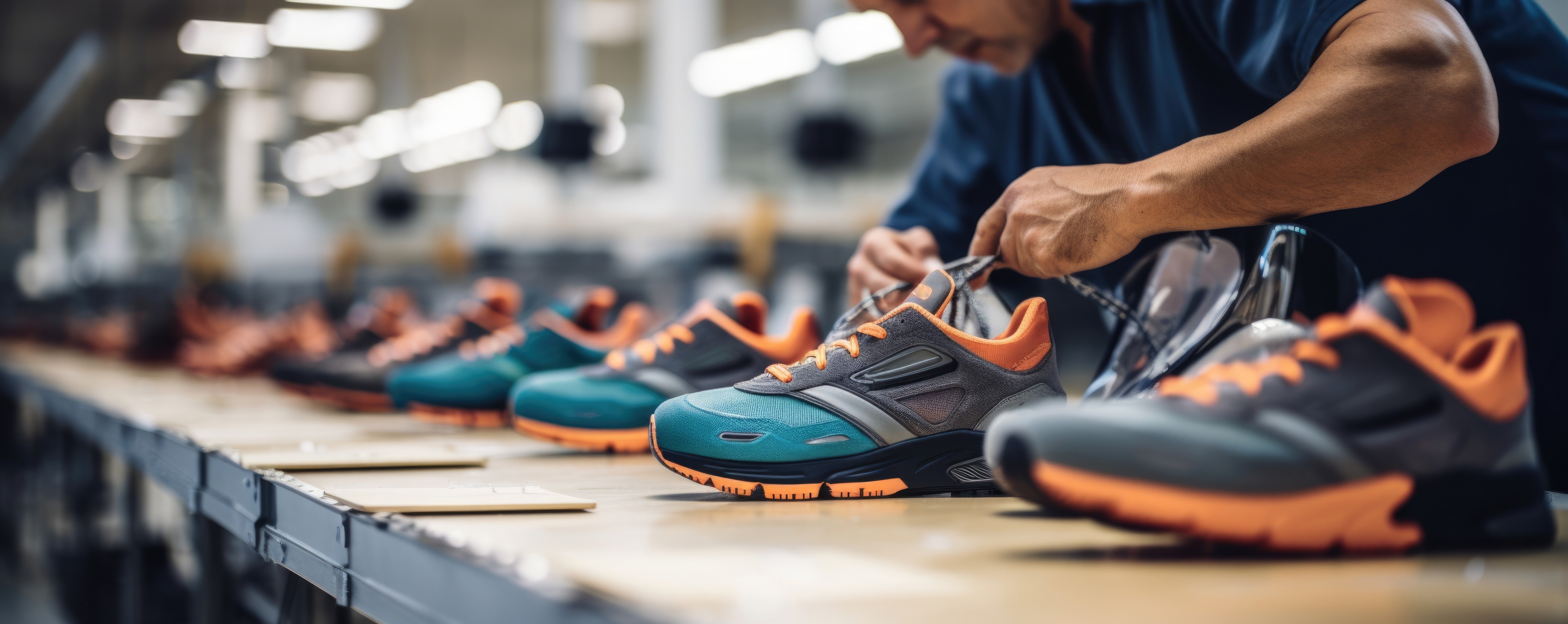 Produktionsmitarbeiter, der ein Produkt auf einer Werkbank montiert, repräsentiert Produktionskontrolle mit kontrollierten Bedingungen, Rückverfolgbarkeit und diszipliniertem Umgang mit Produktionsänderungen.