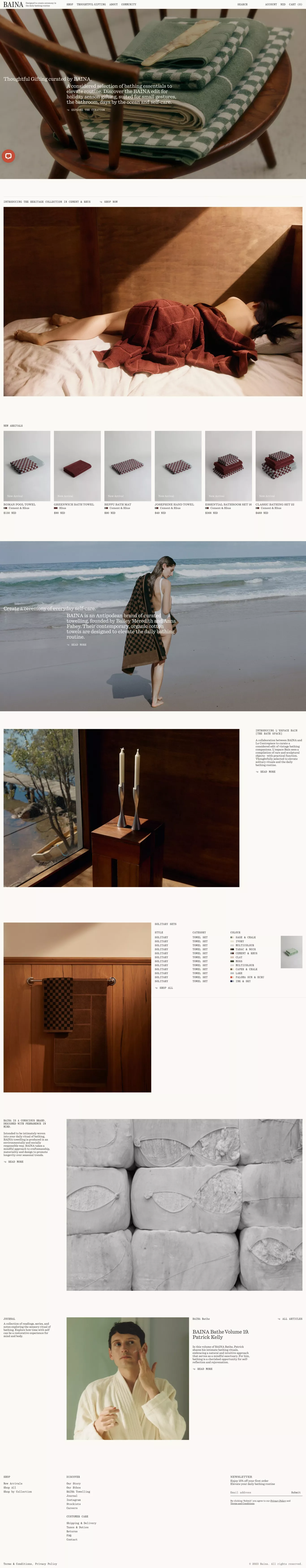 BAINA ecommerce page screenshot showcasing Beauty and Ecommerce design