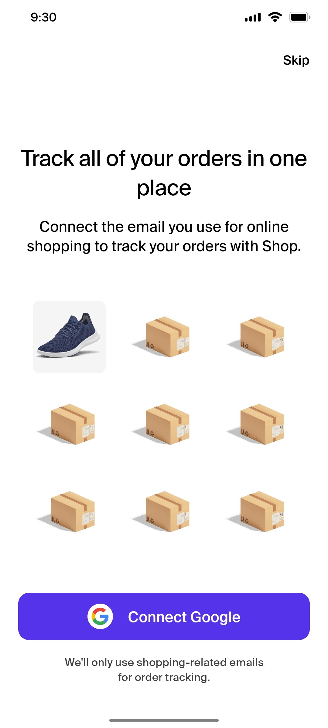 Shop App Connect Google Screen