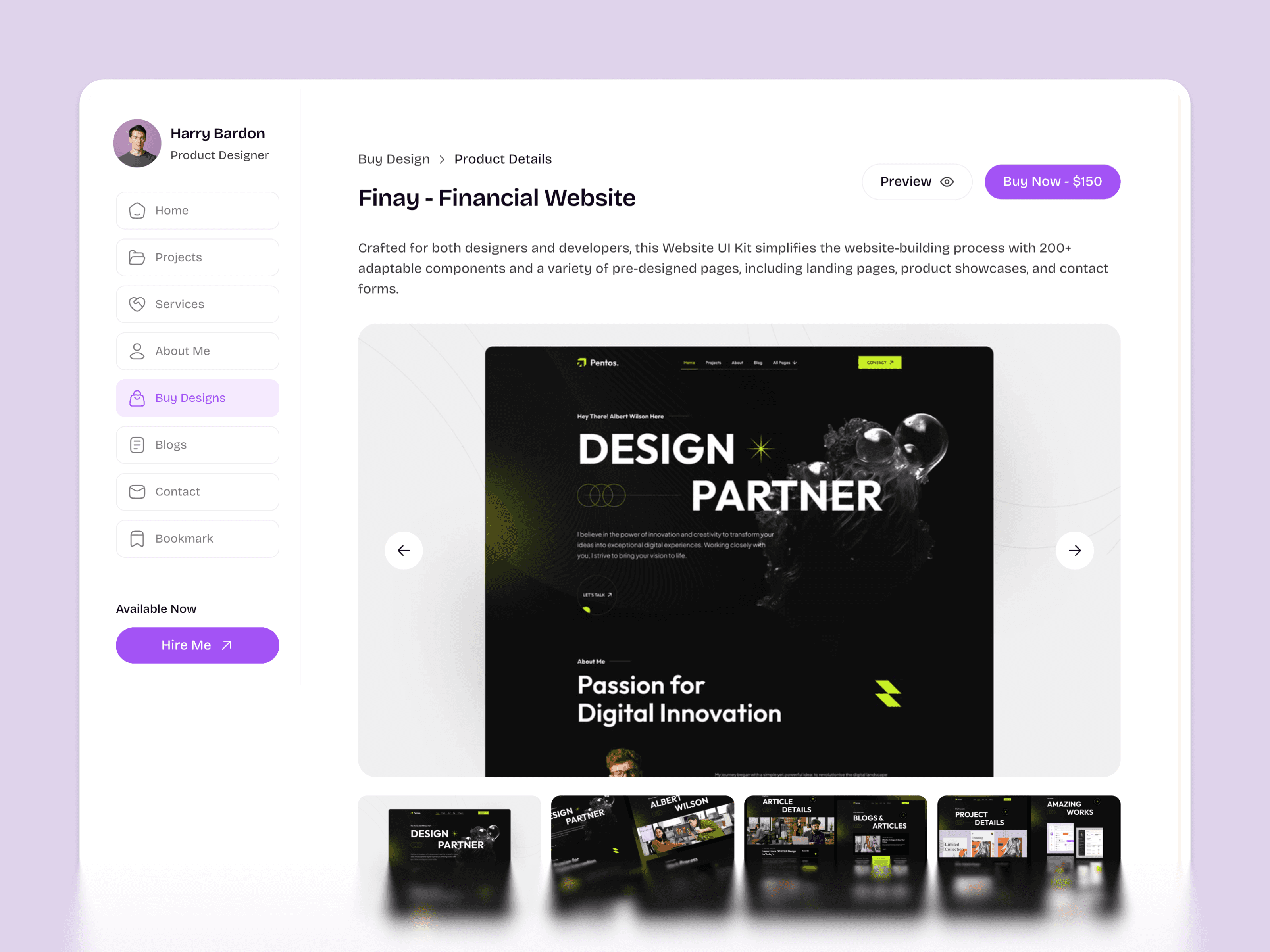framer personal portfolio template