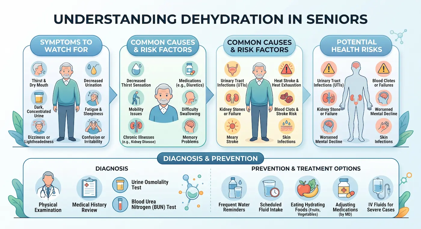 Dehydration in seniors infographic