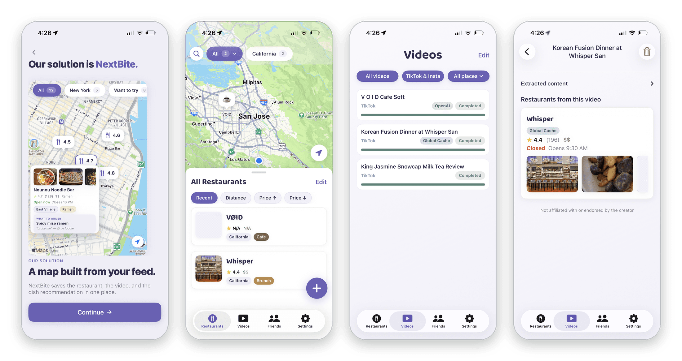 NextBite beta app screens cutout