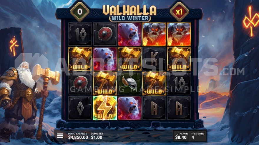 Valhalla: Wild Winter - exemple de Free Spins / Frozen Fortune Hunt