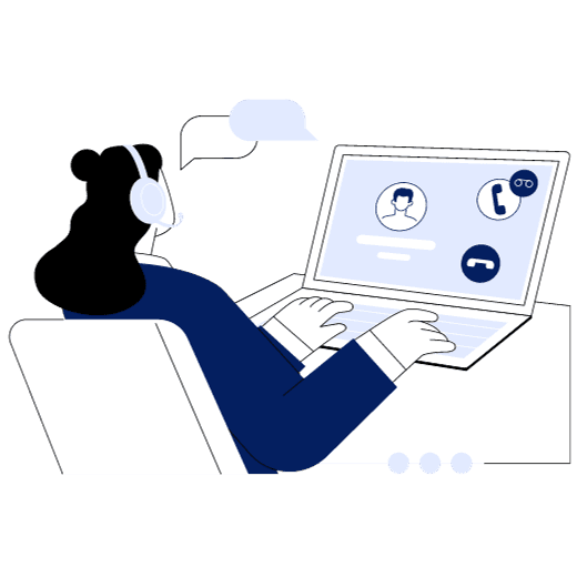 Illustration of a customer support specialist attending a client