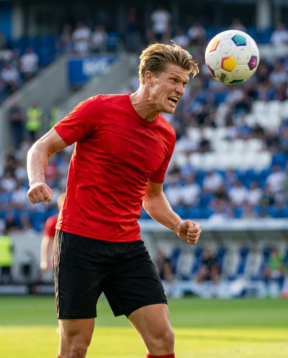German footballer Kevin Behrens in an intense moment on the pitch during a match.