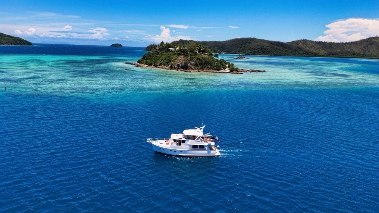 The 71 Percent Channel's motorboat underway in French Polynesia