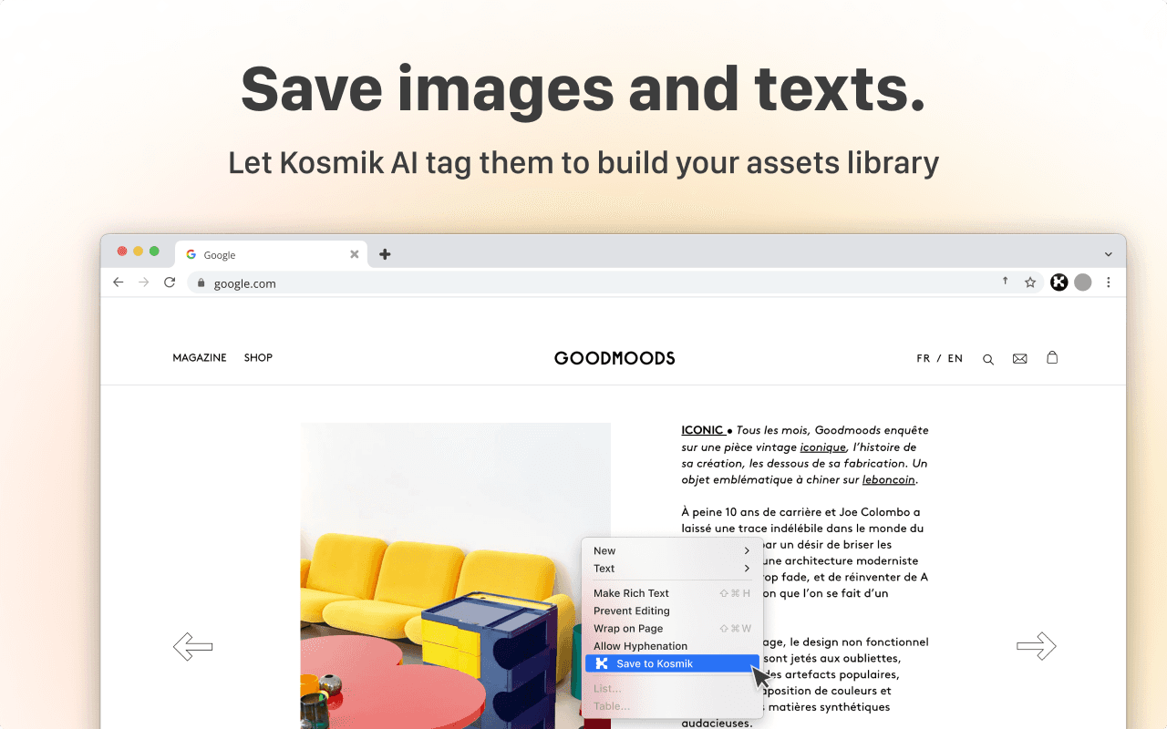 Kosmik Web Clipper: Save Images and Texts