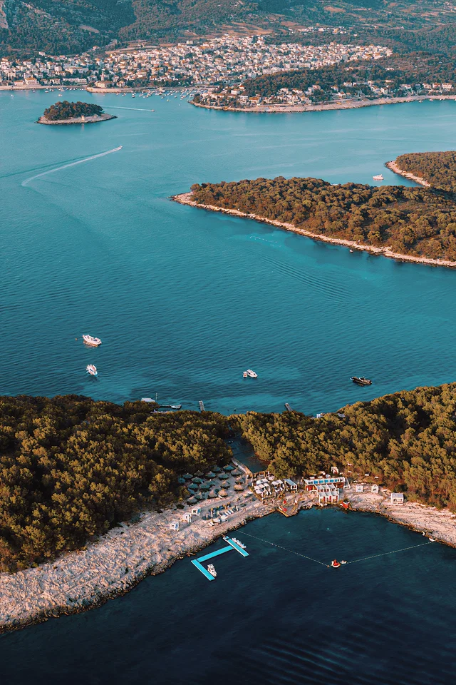 Aerial view of the Pakleni islands off Hvar Town