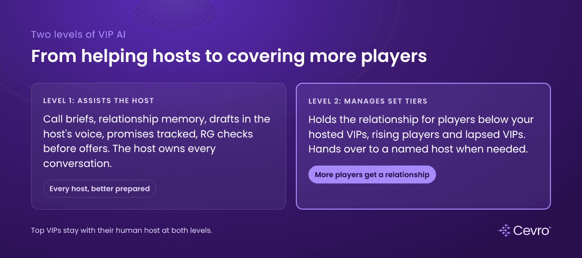 The two levels of VIP AI in iGaming: AI that assists VIP managers, and AI that manages relationships for set tiers