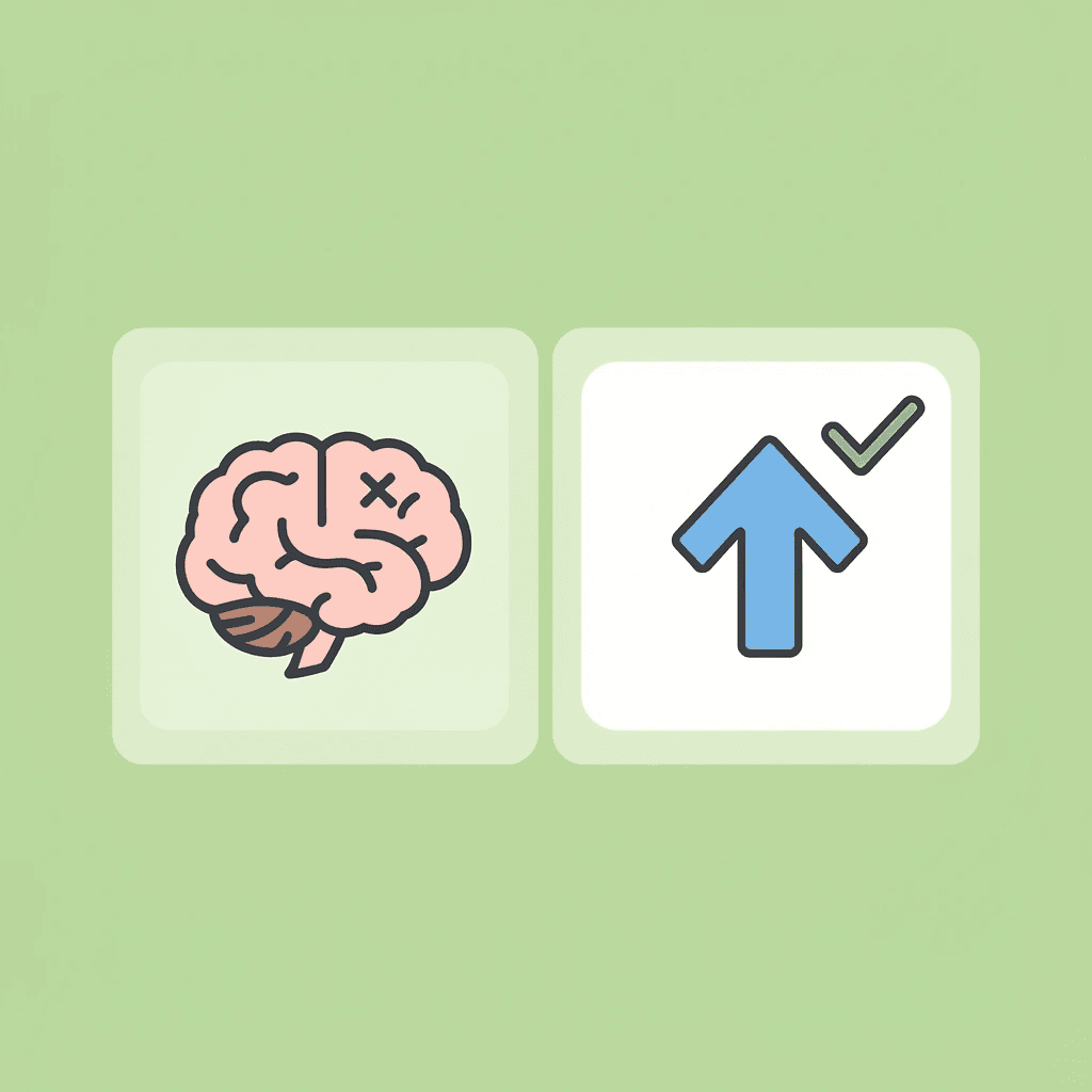 Student studying with low exam scores. After: Student using strategic methods with improved exam scores.