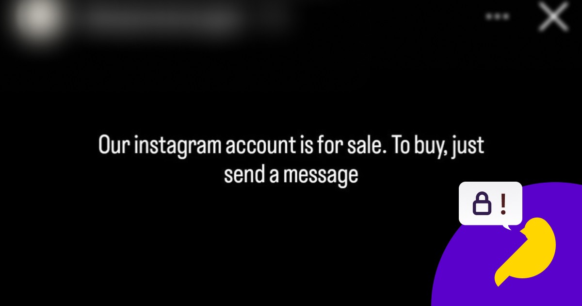 Blog header image: screenshot of a social media post advertising an account for sale