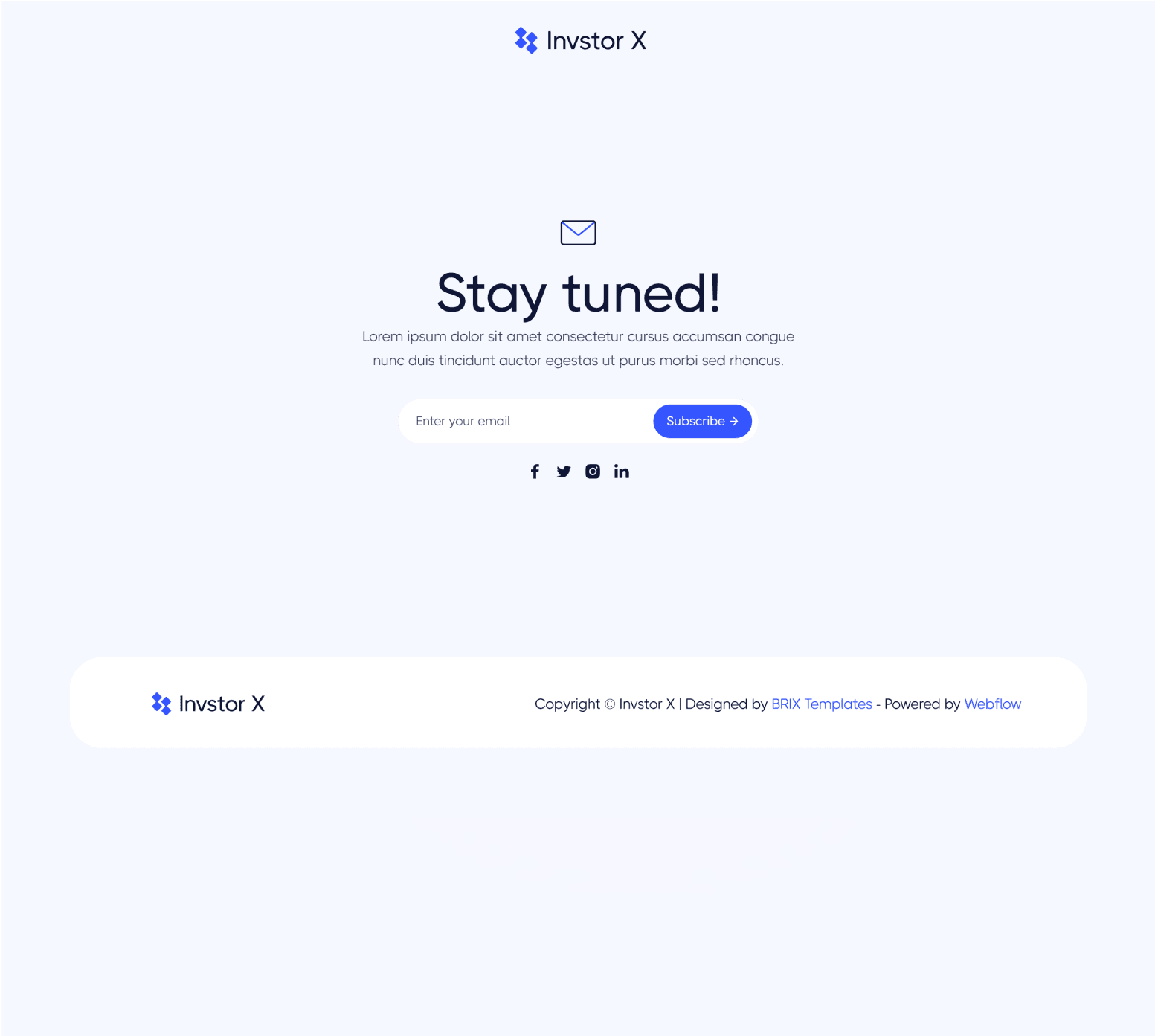 Invstor X - Coming Soon Main Page - Investment Firm Framer Template