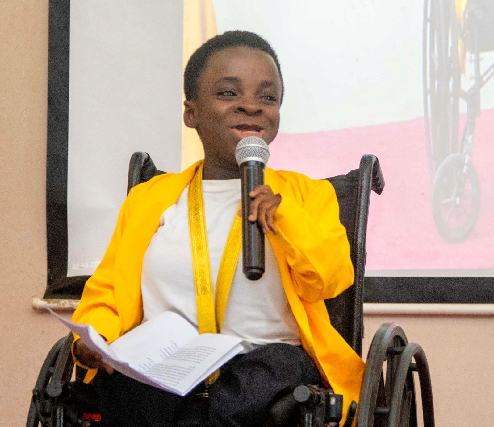 Stephanie Egharevba speaking at lagos student career expo