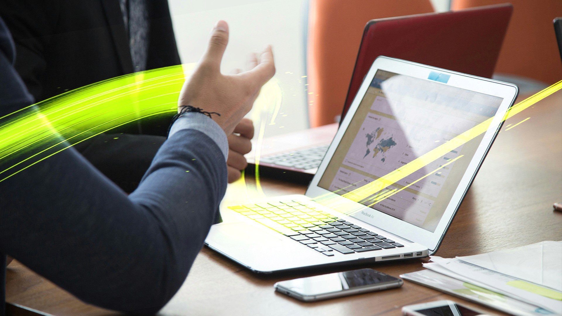 man sitting beside woman looking at a contract on DocuSign