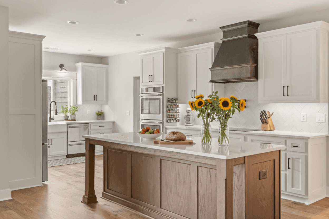 Spacious master bedroom with hardwood floors