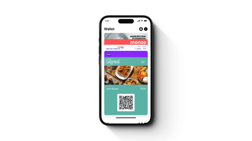 apple wallet showing a Pasta Remoli Stampede Loyalty card in a users wallet on a mobile device