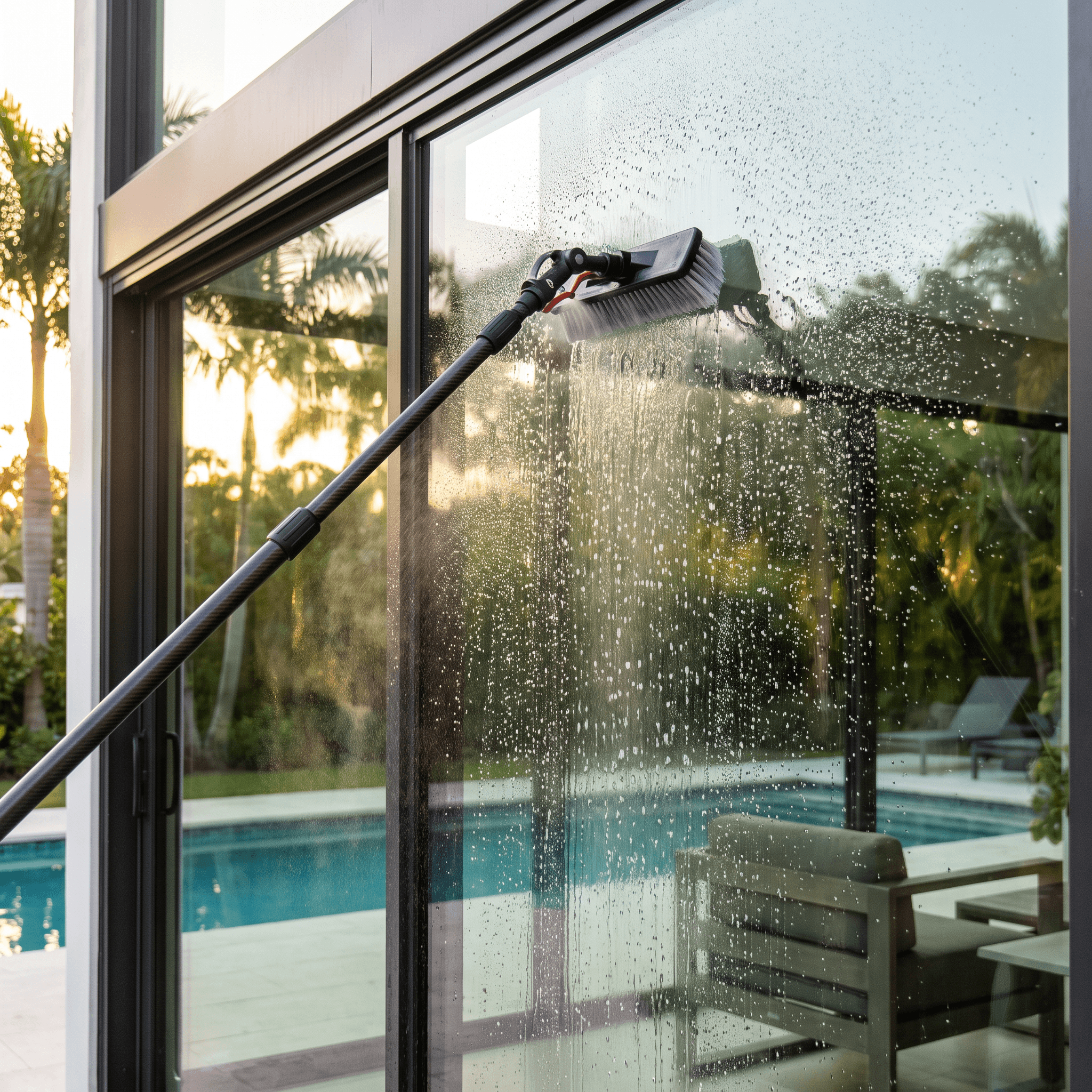 Pure-water window cleaning close-up