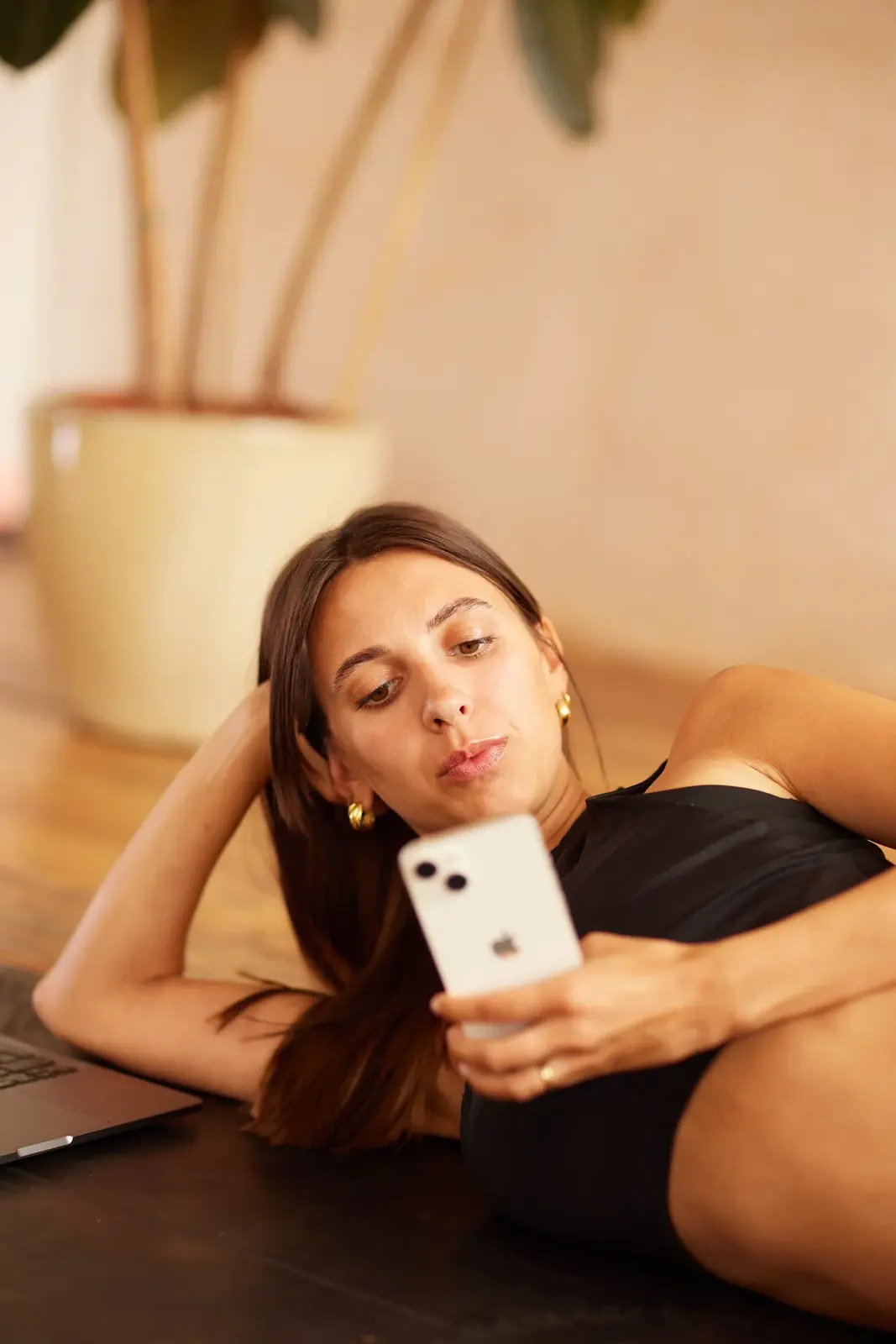 Lottie Murphy in Portugal holding son Sebby