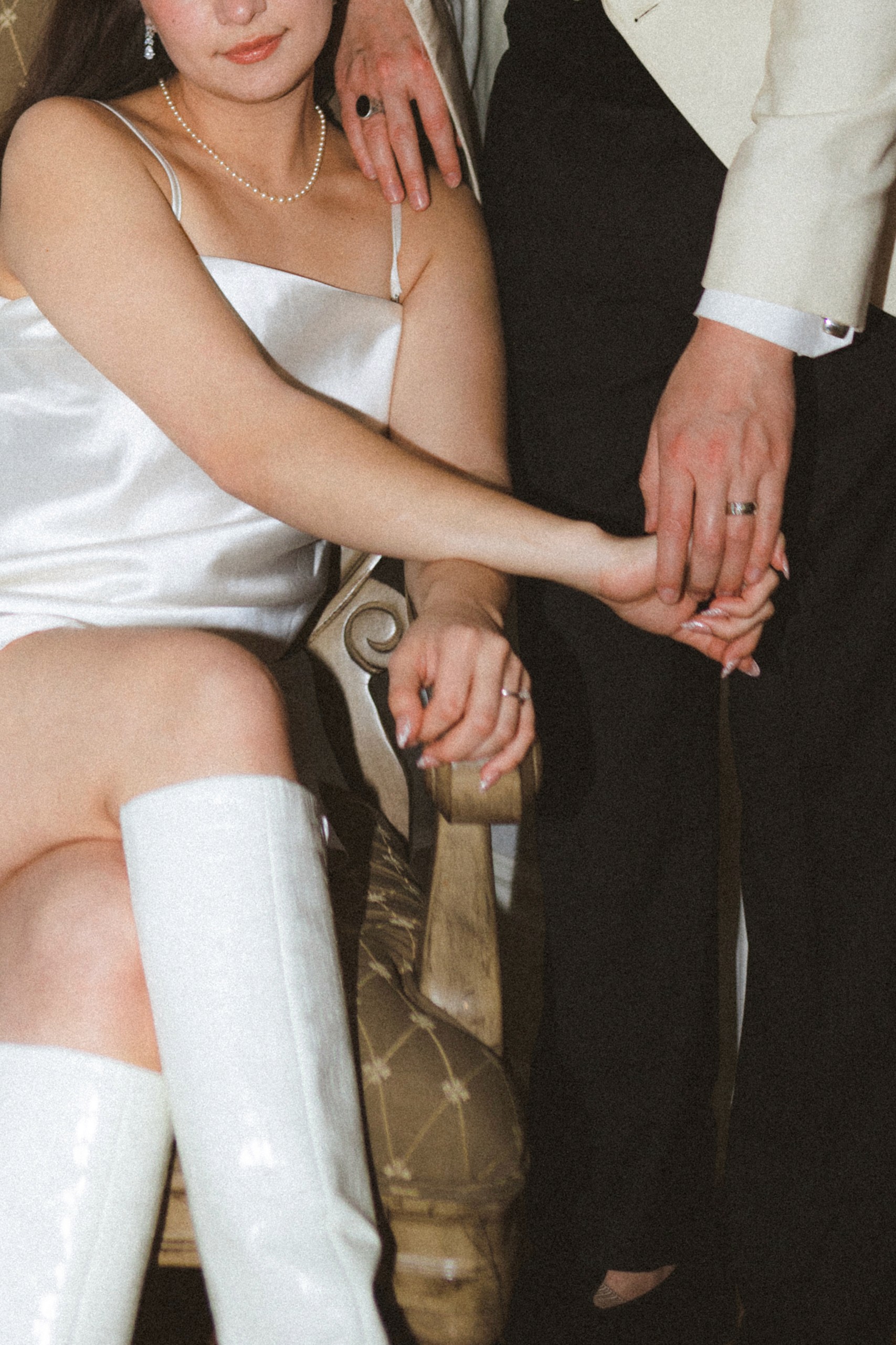 Views From Eden Brid and Groom Holding Hands Flash Photography