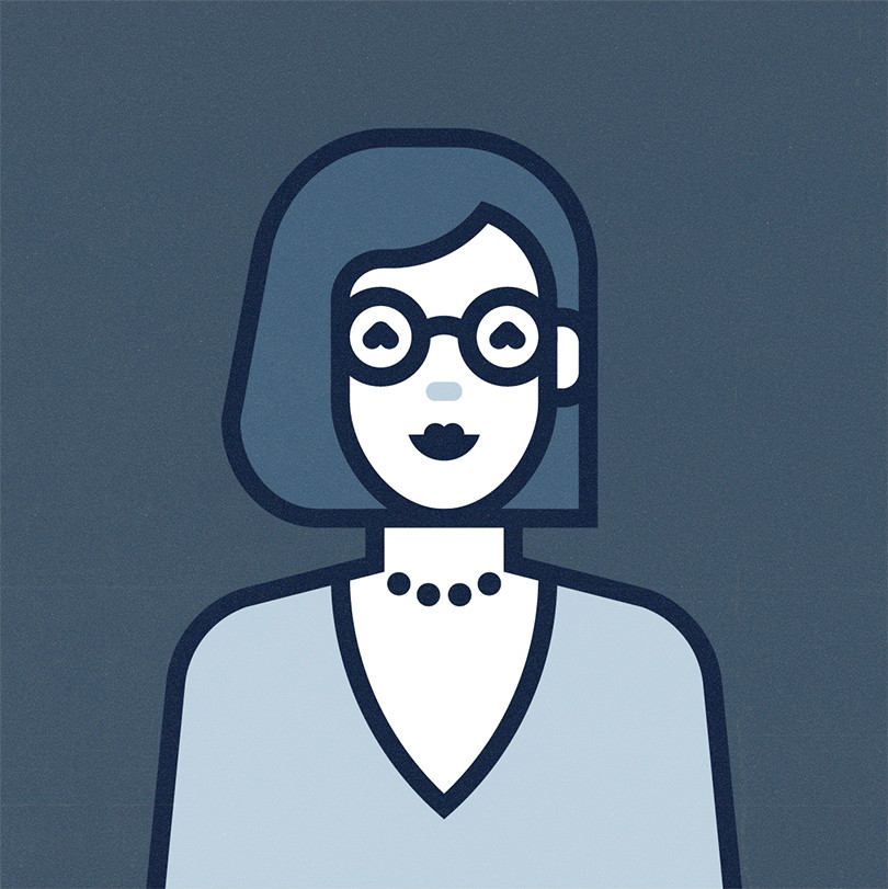 Illustration of young woman with glasses