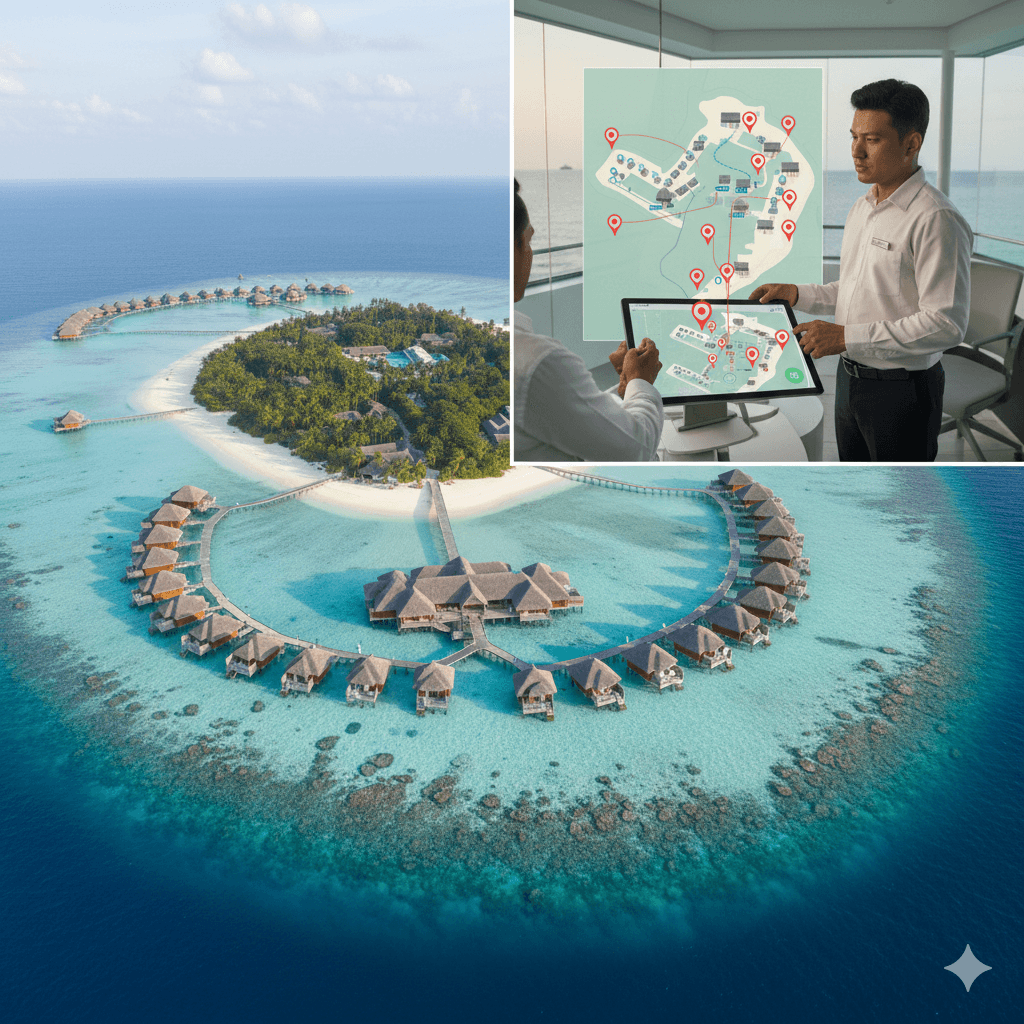 Man using Tyros® mobile app to track staff locations in real-time during an emergency